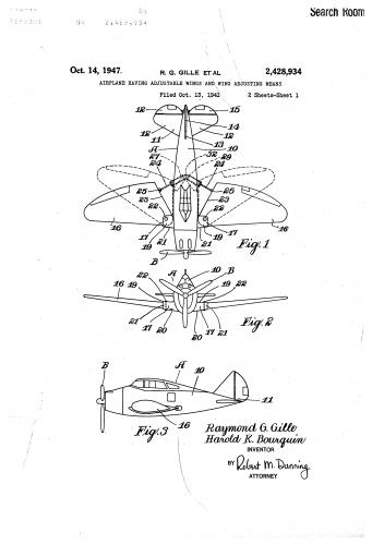 Gille Adjustable Wings Patent 1941 (US2428934).png