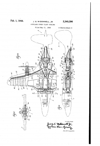 McDonnell - Airplane Power Plant Cooling Patent (US2340396) (2).png