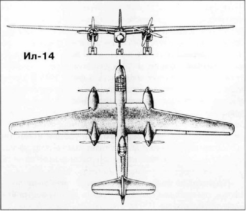 Il-14 front view and plan view drawing.jpg