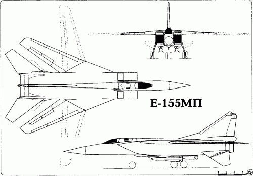 Ye-155MP three side view drawing.gif