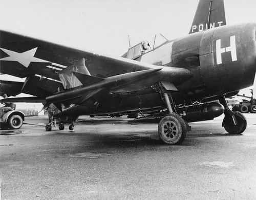 F5F-5_Hellcat_with_XAAM-N-2_Sparrow_missile_at_Point_Mugu_in_1950.jpg