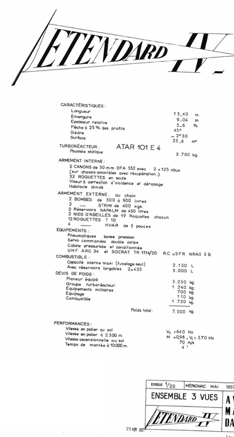 Etendard IV 01 - May 1957 Specs.png