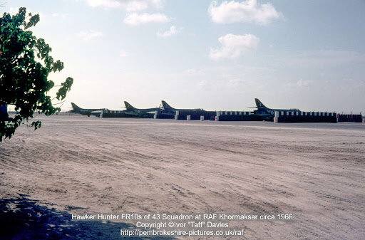 RAF Hunters in revetments Aden.jpg