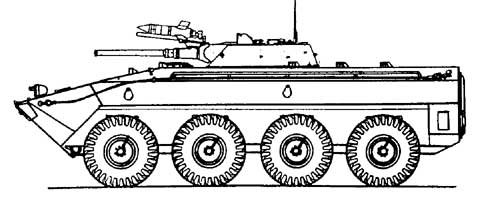 Side-view drawing of Object1200 - wheeled variant study of the BMP-1 MICV.jpg