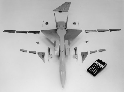 Vought wind tunnel model with pieces.jpg