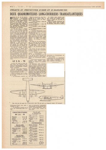 SNCASO Sud-Ouest SO.70 airliner project - Les Ailes - No. 1,623 - 9 Mars 1957.......jpg
