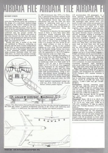Ilyushin Il-86 preliminary design project - Air Enthusiast - November 1972.......jpg