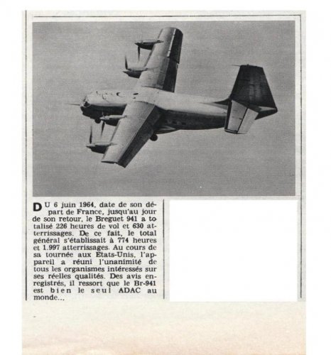 Bréguet Br.941 - Aviation Magazine International - Numéro 418 - 1 Mai  1965.......jpg