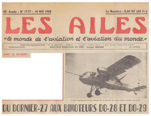 Dornier Do-29 V1 STOL light aircraft prototype - Les Ailes - No. 1,777 - 14 Mai 1960 1.......jpg