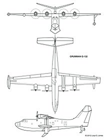3-view drawing of Grumman G-132 (Source -Lloyd S. Jones).jpg