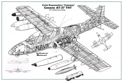 Cutaway Cessna T-37 TNT Tandem Navy Training.jpg