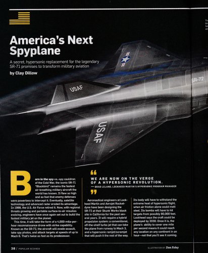 Does Lockheed Martin's stealthy SR-72 Darkstar spy plane have a