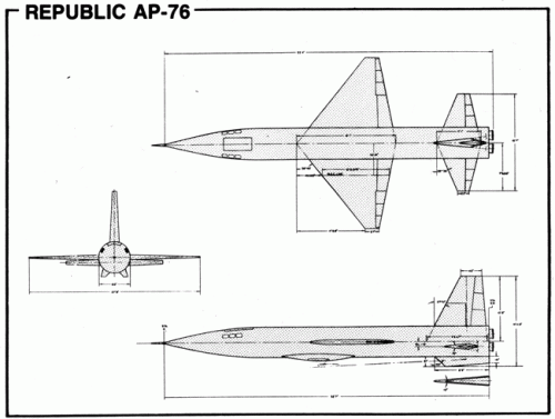 Republic AP-76 X-15 proposal three view.gif