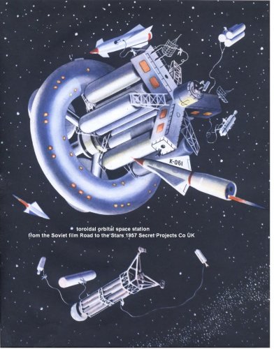 toroidal orbital space station from the Soviet film Road to the Stars 1957 (1).jpg