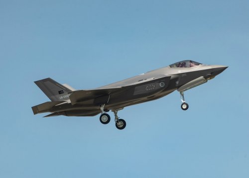 135The 1st TurkishAirForce F-35A 18-0001 AT-1 made its 1st flight from NAS JRB Fort Worth.jpg