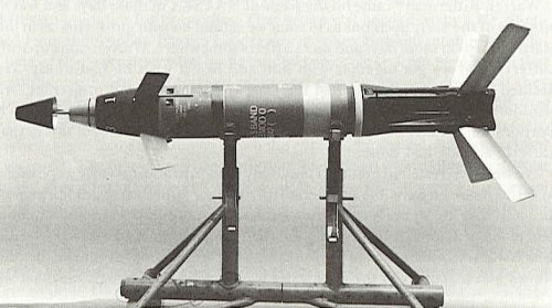Laser-guided 8" (20.3 cm) Paveway or CLGP developed for Mk71 gun mount.jpg