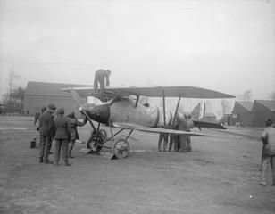 Q 10257  Captured German Pfalz D_III fighter biplane with the RFC identification marks on a Br...jpg