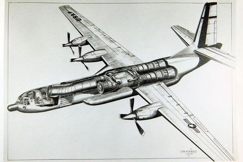 The C-133-X-211 testbed concept. A C-133 was to be fitted with two GE J87 nuclear turbojets fo...jpg