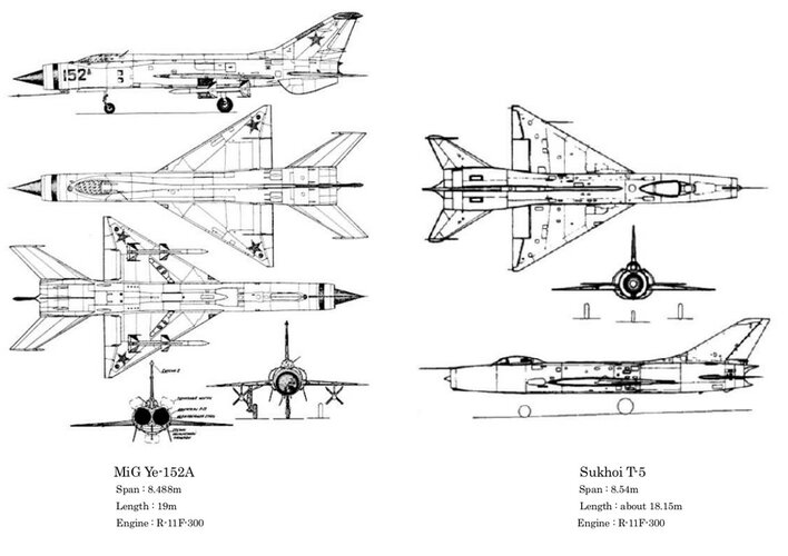 MiG Ye-152A and Sukhoi T-5.jpg