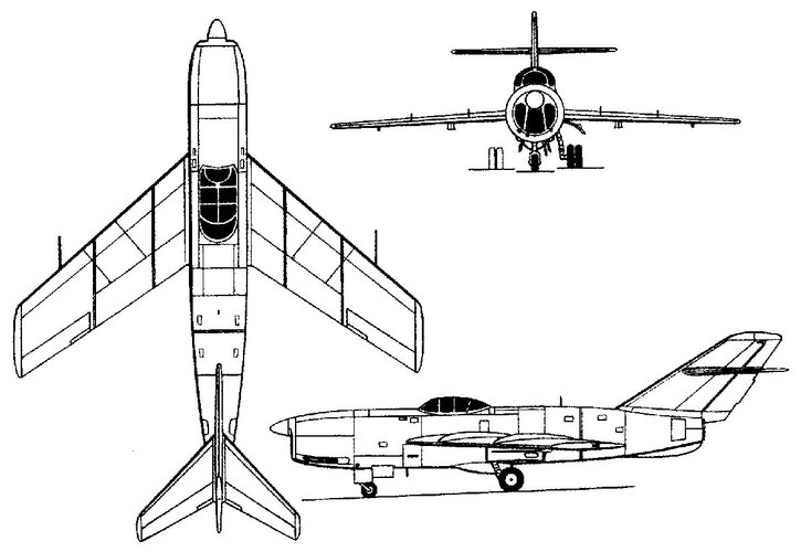 Lavochkin La-200 with Korshun radar three side view.jpg