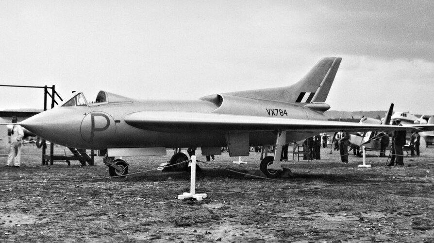 Avro 707 1st Prototype (VX784) on display at Farnborough in 1949.jpg