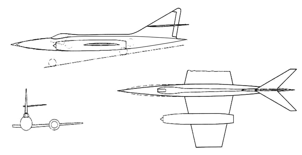 the project of the straight wing P.6B aircraft by English Electric, May 11, 1953. The dotted l...jpg