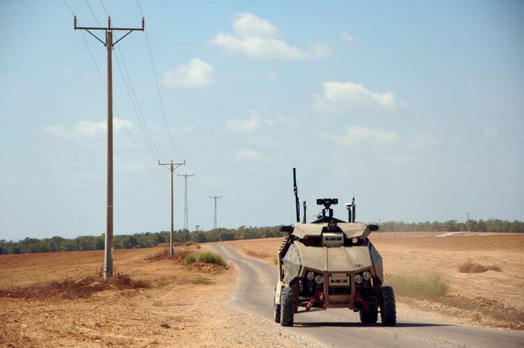 IL Gnius Guardium UGV on patrol near the border with Gaza.jpg