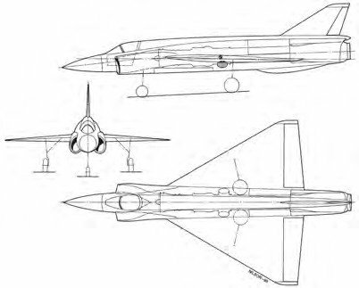 A three-view of the 1562 project. Presented in November 1961, this configuration looks like a ...jpg