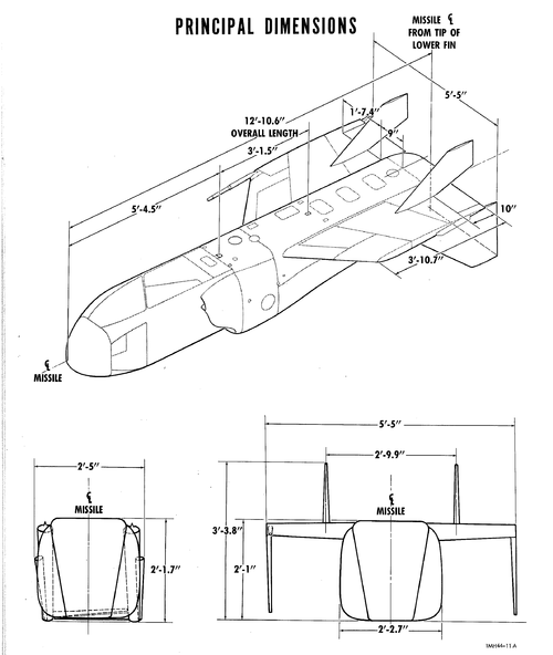 GAM-72A Quail - Principal Dimensions.gif