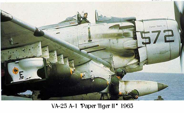 Douglas A-1 Paper tiger II w toilet store Vnam 1965.jpg