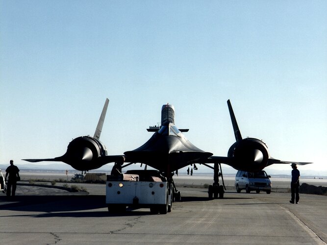 Lockheed SR-71A 844 with LASRE aerospike engine EC97-44205-23.jpg