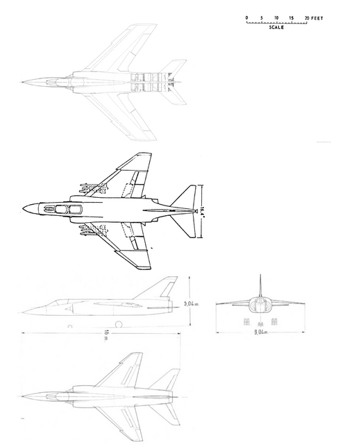 Etendard V vs. F-4 vs. Mirage F3 50px=1m.png