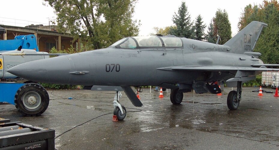 USAF MiG-21UM (04-070, ex HuAF) painted for use in Spectral (2015).jpg