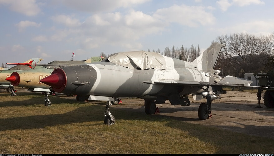 USAF MiG-21UM (04-070, ex-HuAF 086) used in Spectral at Budaors (15 February 2020).jpg