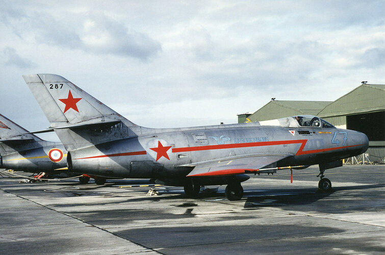 AdA Mystère IVA (287) at Cazaux in special russian markings for the end of the type (1982).jpg