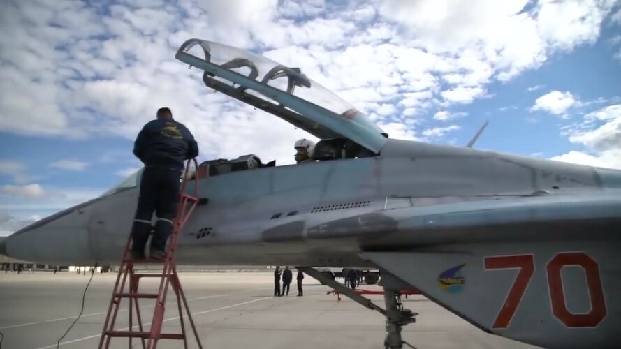 Mongolian MiG-29UB (70 red) on ground.jpg