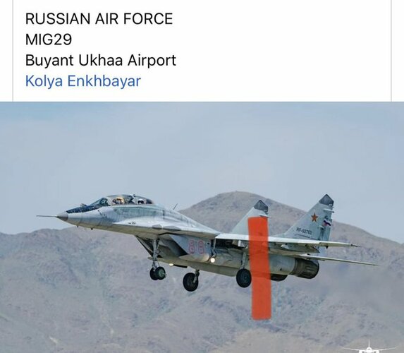 Mongolian MiG-29UB (88 red, RF-92763) over Buyant Ukhaa (2022) still wearing RuAF marking.jpg