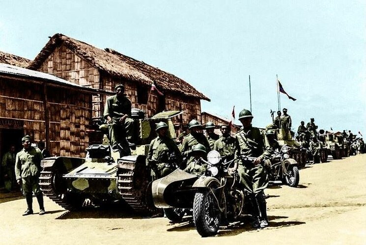 Destacamento de tanques en Tumbes 1941 Guerra contra el Ecuador la unidad poseia 12 tanques .jpg