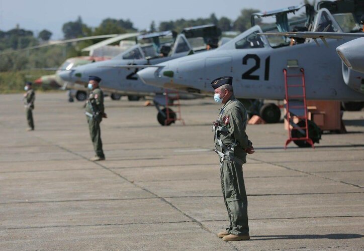 Georgian Su-25UB (21 & 2.) on ground (2021).jpg