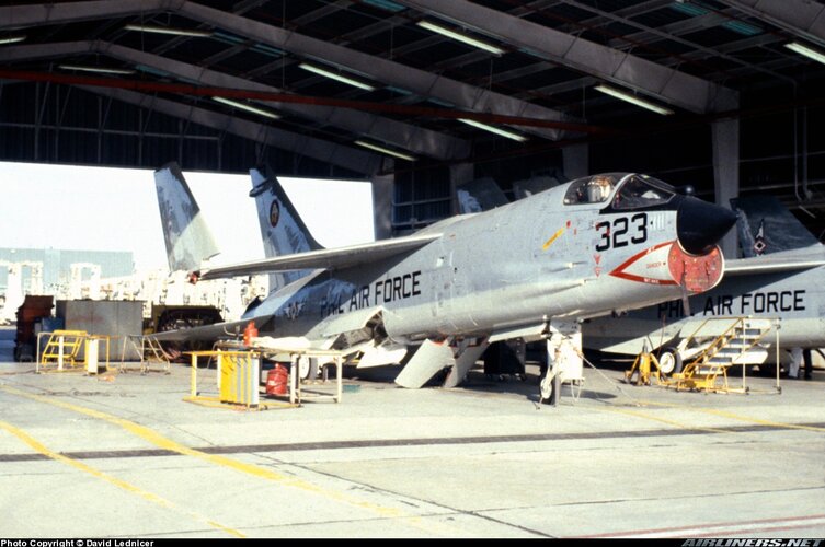Phil F-8H (147065, 323, ex-F-8D) at NAS Dallas - Hensley Field (10 March 1979).jpg