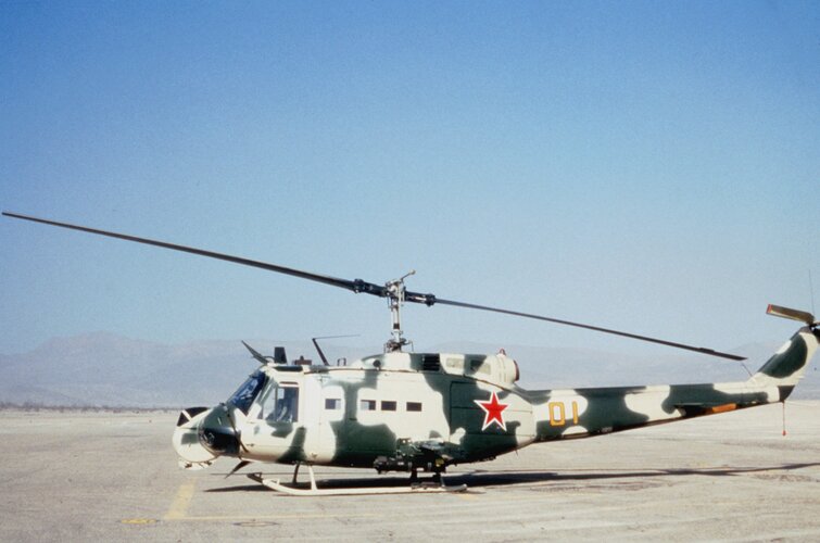 US Army UH-1H ''Hind-D'' of 177th AB at NTC Fort Irwin (29 October 1985).jpg