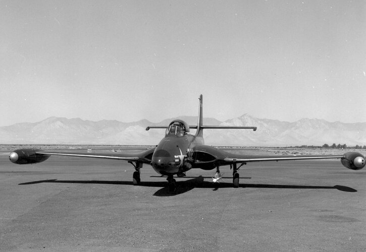 US Navy F2H-2 with AIM-9 at NOTS China Lake (17 July 1957).jpeg