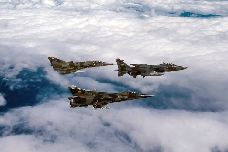 Ecuadoran Mirage F1JA, Kfir & Jaguar during Exercise BLUE HORIZON (1986).jpg