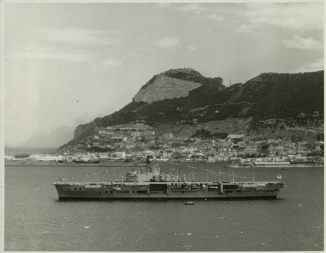 HMS Ark Royal in Gibraltar harbor 8 July 1955.jpg