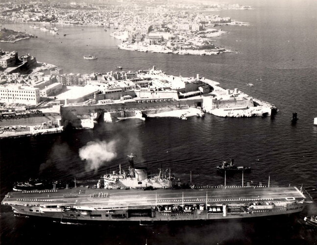 Ark Royal entering Grand Harbour Malta 1955.jpg