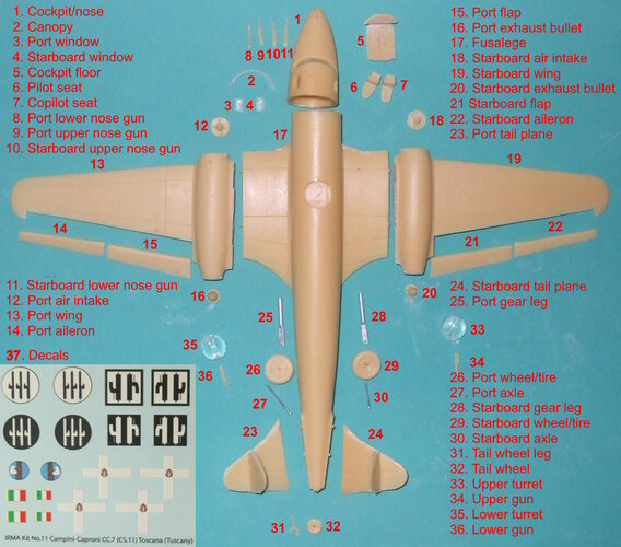 IRMA Kit No.11 Campini-Caproni C.C.7 (C.S.11) Toscana parts numbered labled.jpg