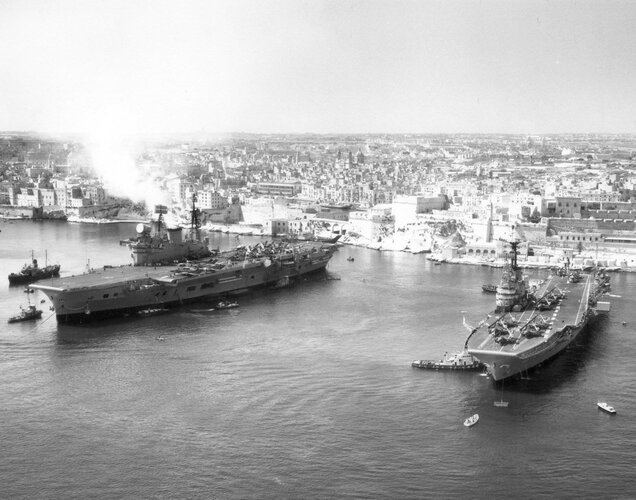 HMS Centaur (R) & HMS Eagle (L) in Malta (1965).jpg