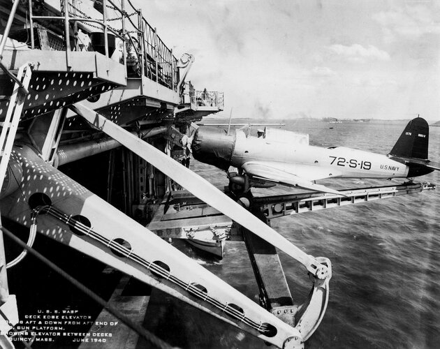 USS Wasp CV-7 deck edge elevator SB2U 1940 #1.jpg