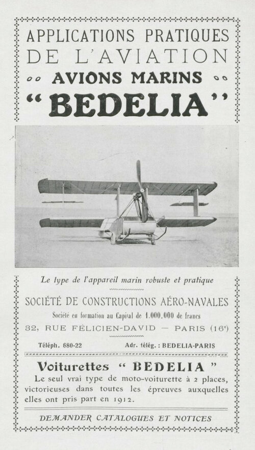 Bédélia, Les Hydro-aéroplanes, 1912 (publicité).jpg