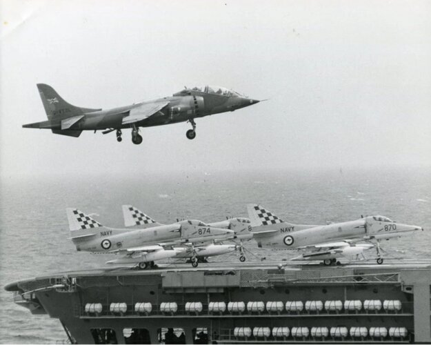 Harrier T.52 trials on HMAS Melbourne, circa 1978.jpg